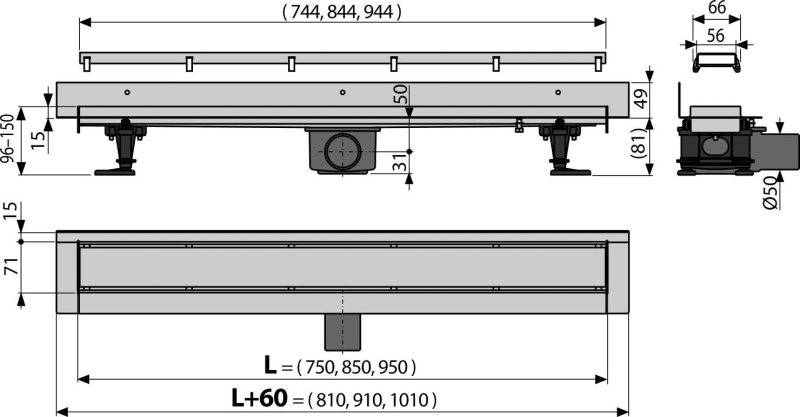 Водоотводящий желоб ALCAPLAST APZ13MODULAR - Вид №1