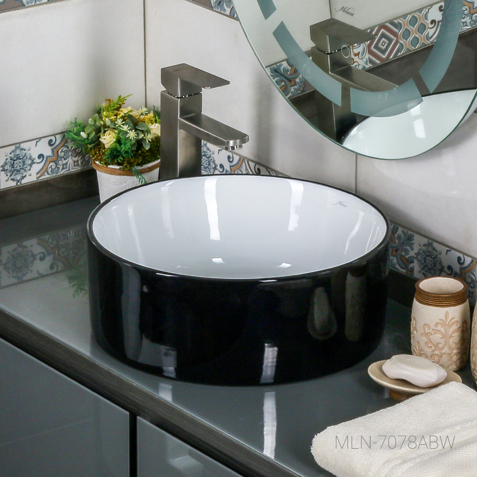 Накладная раковина melana mln-7078abw (черно-белая) 7078ABW-805 - Вид №1