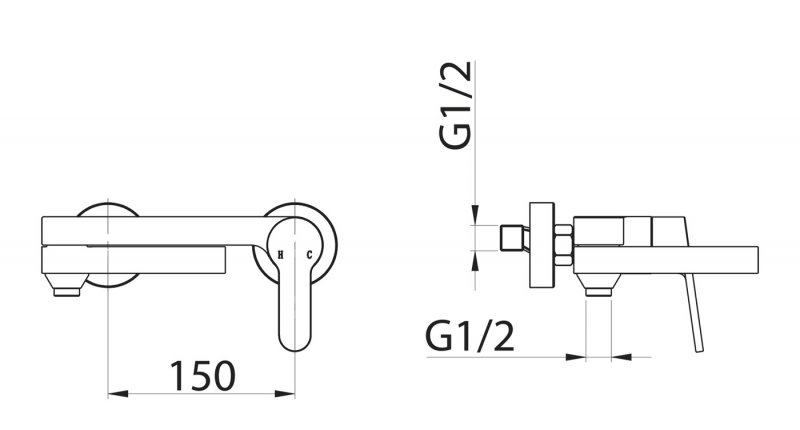 Смеситель для ванны с поворотным изливом, нержавеющая сталь BelBagno DELTA DEL-BLVM-IN - Вид №1