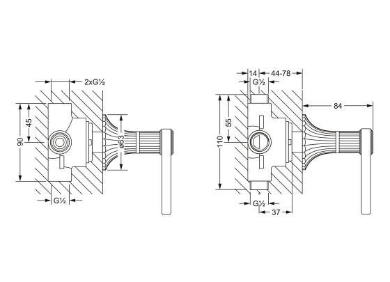 Переключающий вентиль на три положения ½", внешняя часть JOERGER Cronos 637.40.655.000 - Вид №1
