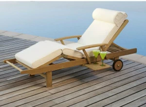 Les jardins Штабелируемый раскладывающийся кушетка из тикового дерева на колесиках Teck Cttr610