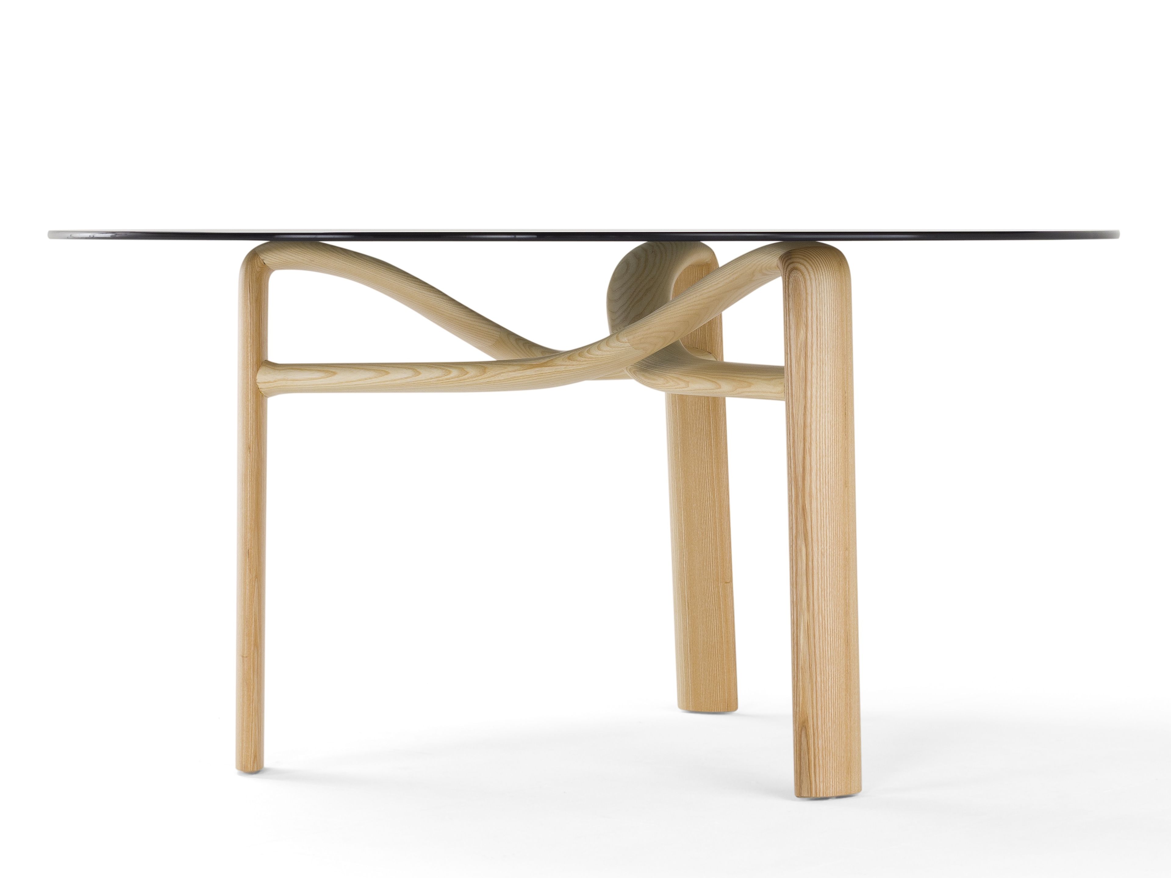 Круглый обеденный стол из дерева и стекла Amura ARCH-00026950 - Вид №4