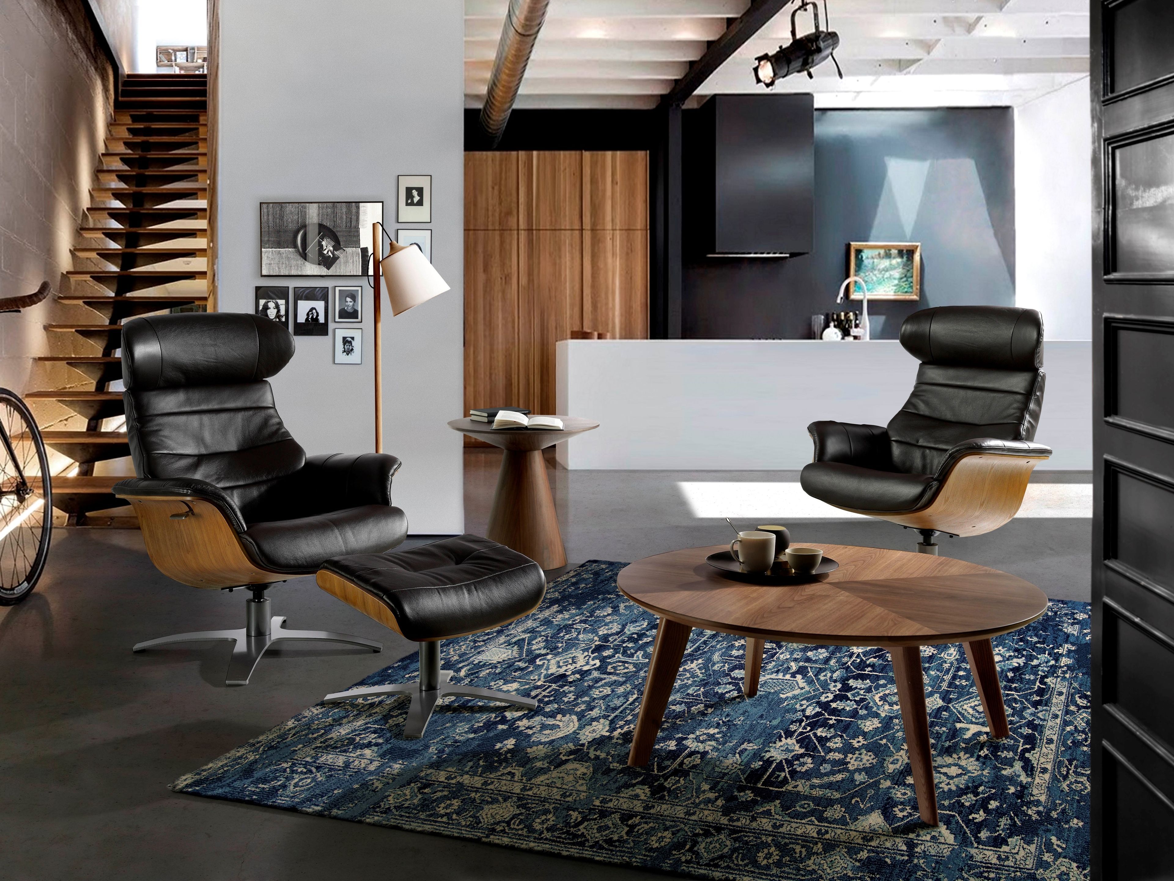 Кожаная мягкая поворотная спицевая подставка для ног Angel Cerda диван Trend ARCH-00043494 - Вид №4