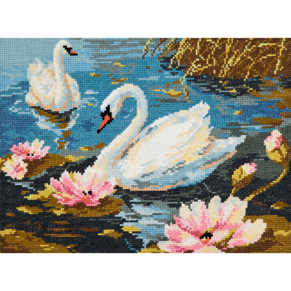 064-01 Лебединая пара Набор для вышивания Чудесная Игла 30 х 21 см Чудесная игла 