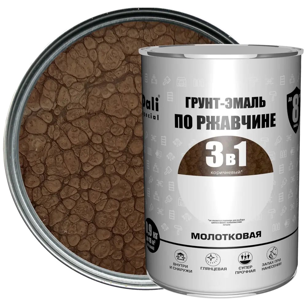 Грунт-эмаль Dali 3 в 1 молотковая для металла с эффектом чеканки 83372524 STLM-0040617