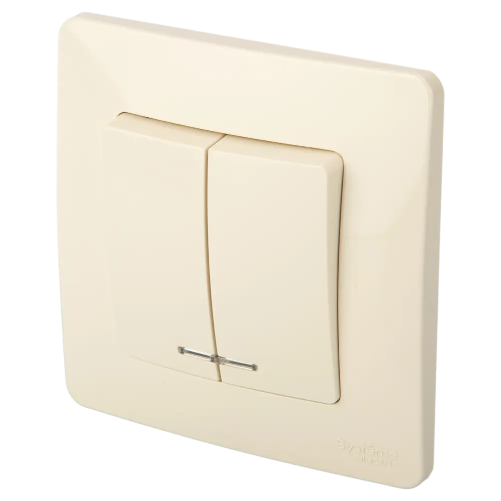 Выключатель встраиваемый Systeme Electric Blanca 2 клавиши с подсветкой цвет бежевый 84502354 STLM-2193410