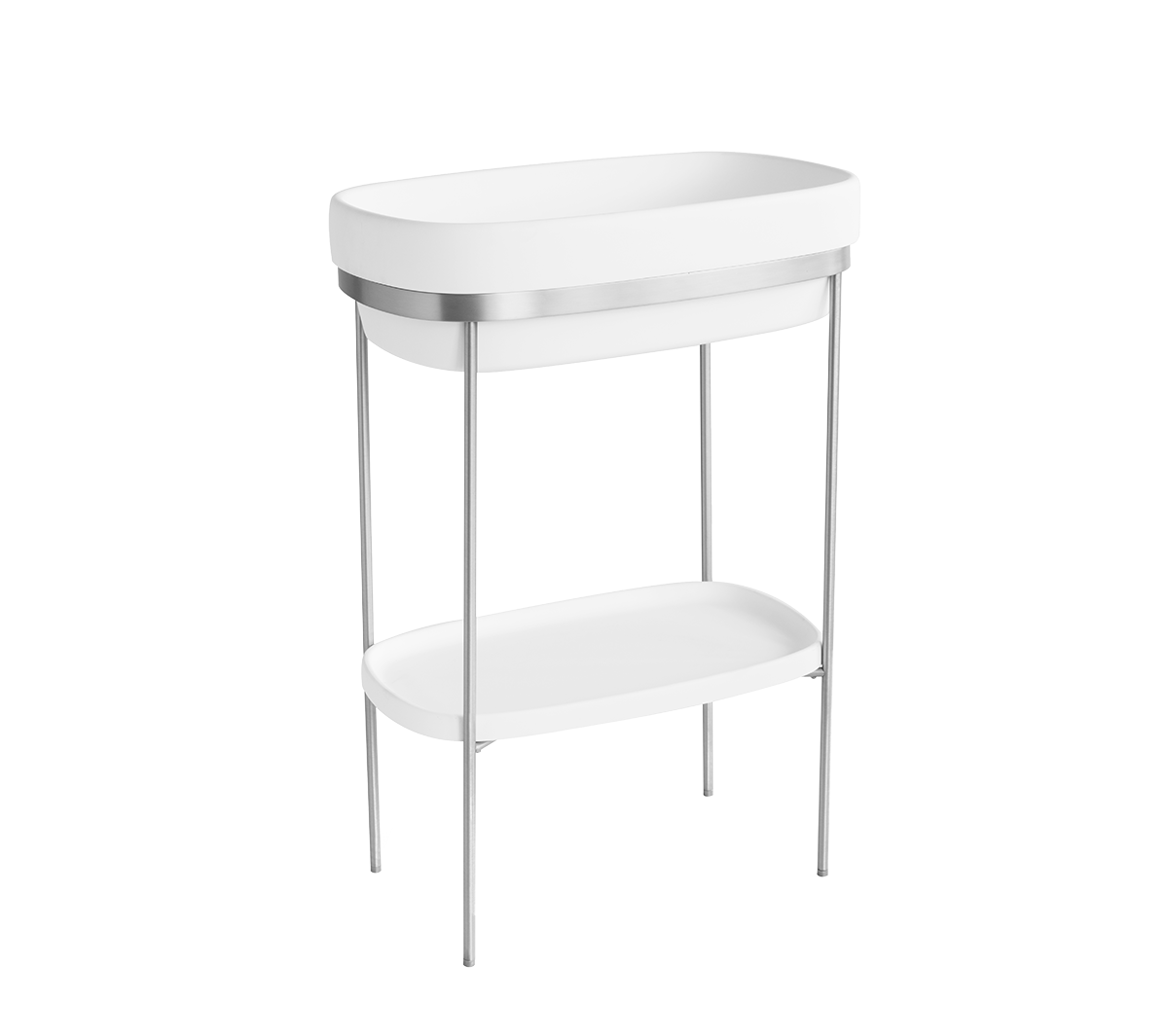 Ex.T RIBBON Отдельностоящая консоль из сатинированной стали с подносом Livingtec com_EXLAVRIBBONSAT/LIV