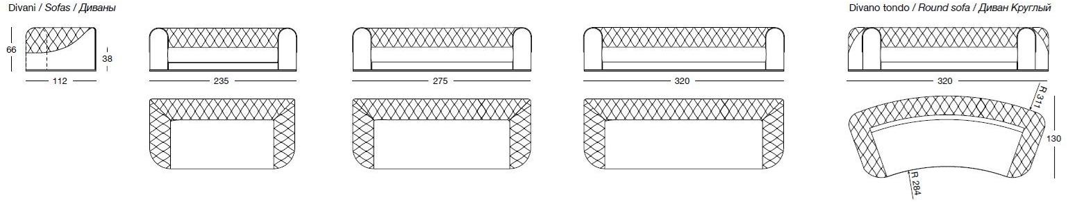 Longhi 3-х местный кожаный диван Loveluxe 2014 – royal collection W 580 - Вид №2