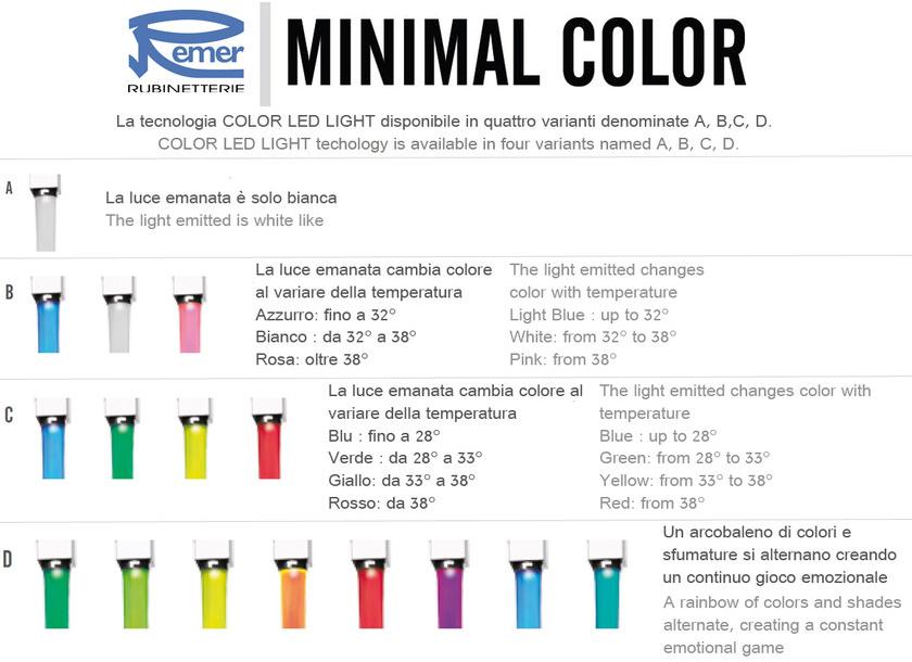 Remer Rubinetterie Смеситель для раковины на столешницу из хромированной латуни со светодиодной подсветкой Minimal color Nr 10 l b 2 - Вид №3