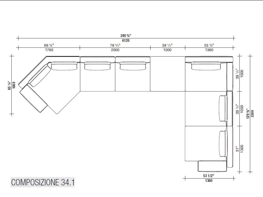 Кожаный диван с полуостровом Lema Venise ARCH-00001213 - Вид №25