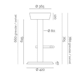 Стальной табурет с подставкой для ног