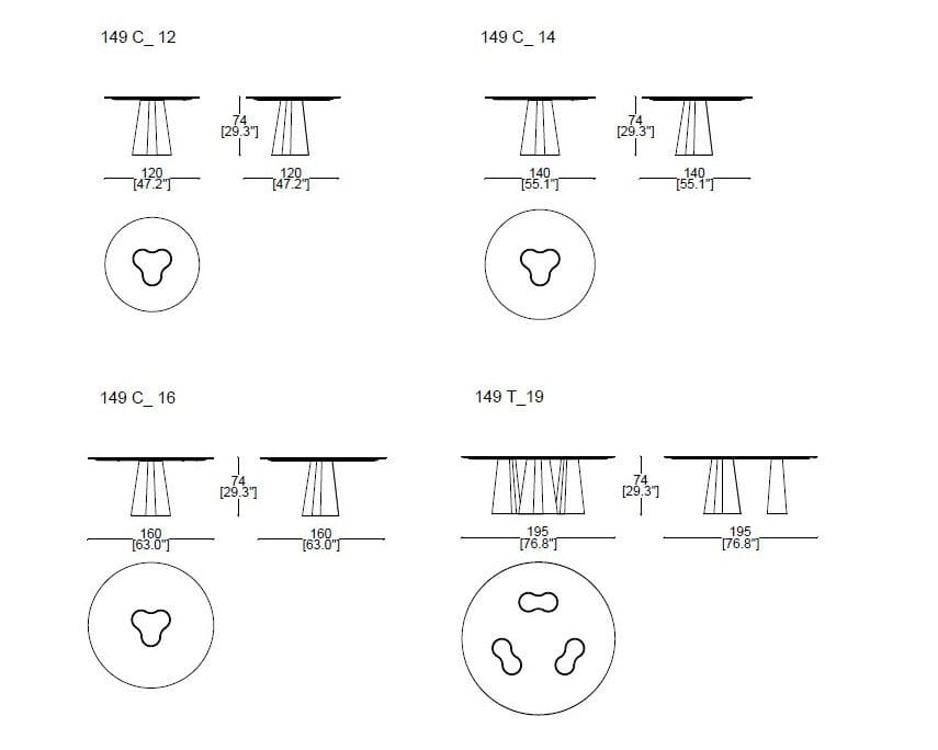 Круглый стол из закаленного стекла CASSINA Treflo ARCH-00080433 - Вид №3