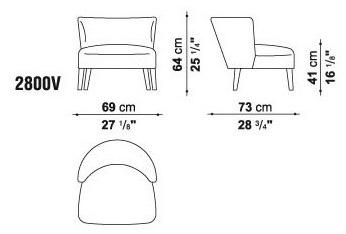 Maxalto Кресло с обивкой из ткани с подлокотниками Febo sun-id-1413258 - Вид №4