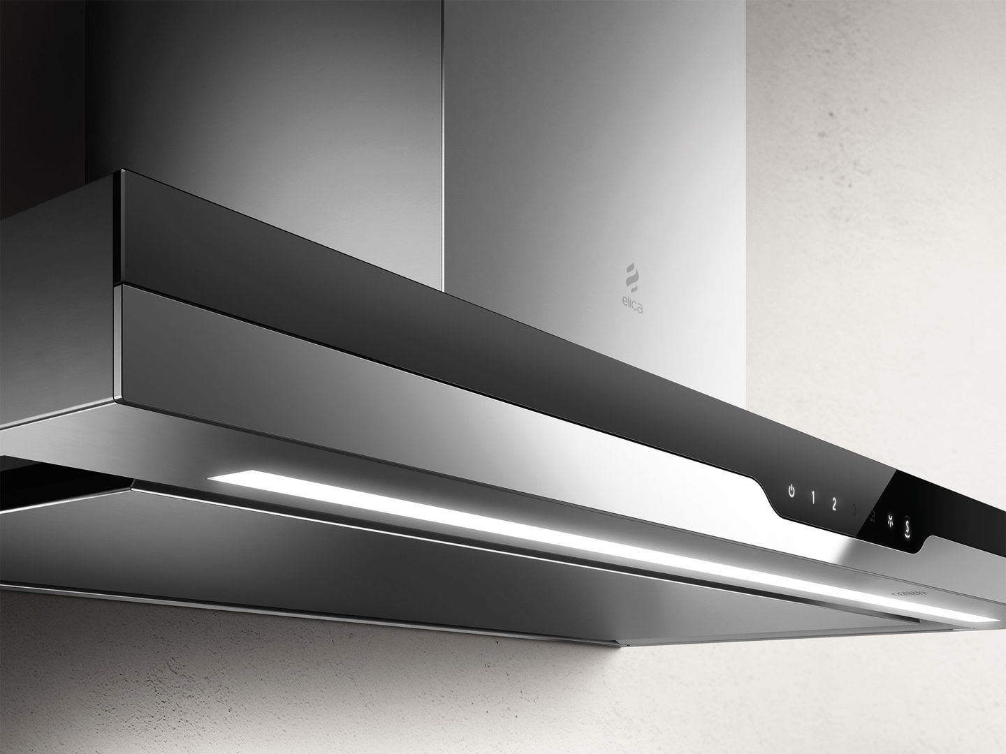 METEORITE IX/A/90-PRF0120968 Вытяжка / .techne.т-образная, 90см, 1200м3, сенсорное управление+пульт ду(опция), no-drops, нержавеющая сталь+черное стекло Elica 