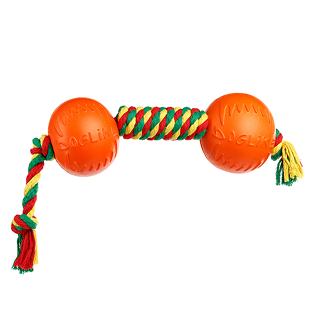 ПР0055328 Игрушка для собак Dental Knot Гантель канатная большая (Красный-желтый-зеленый) DOGLIKE  - Вид №2