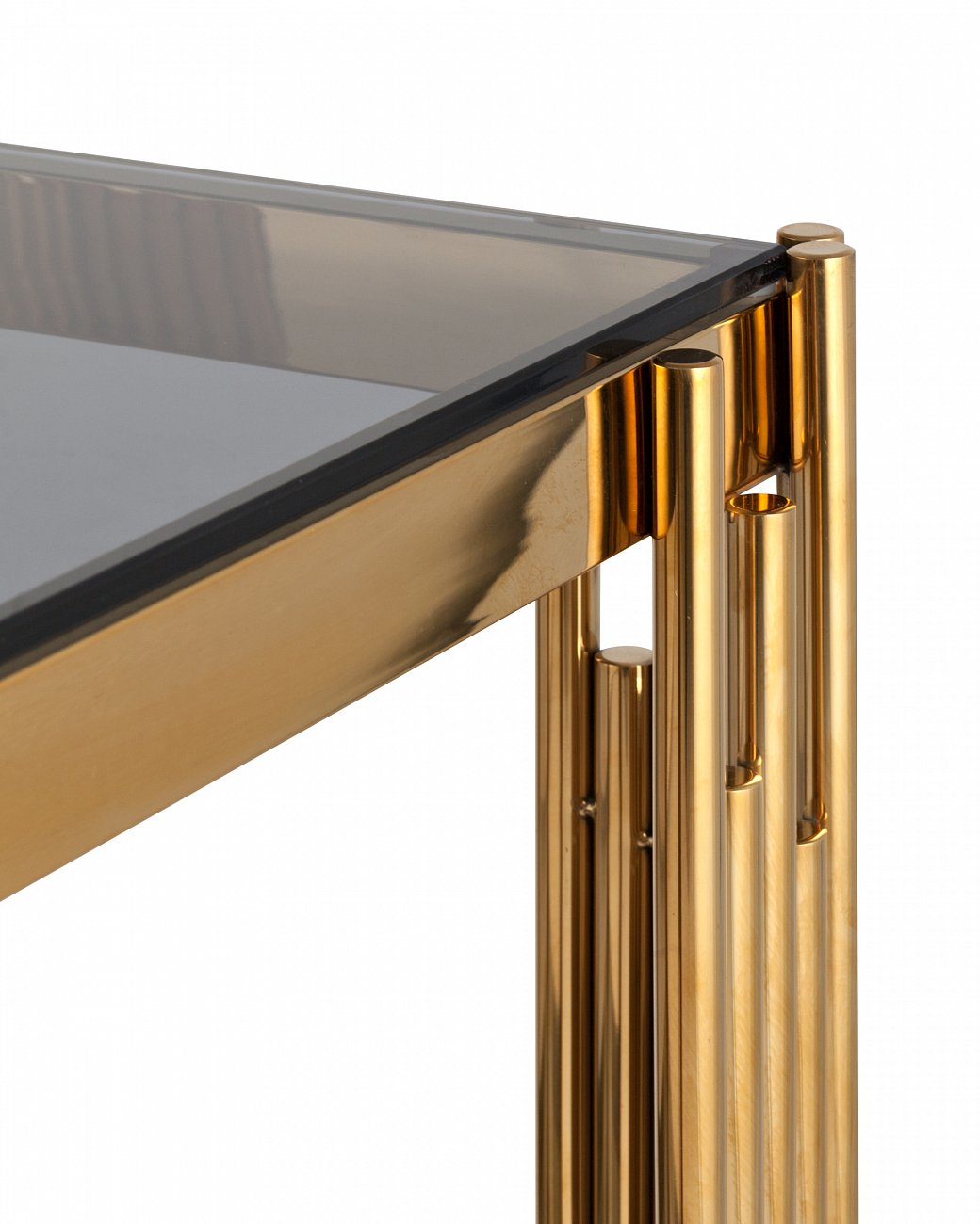 Журнальный столик стеклянный дымчатый с основанием золото 55х55 см "Гэтсби" STOOL GROUP  00-3881914 Золото  - Вид №3