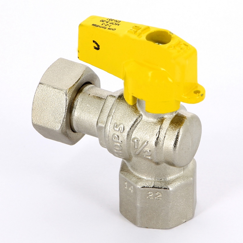 Кран шаровой для газа угловой флажок F.I.V. ВВ 1/2" FIV 8118R076 - Вид №2