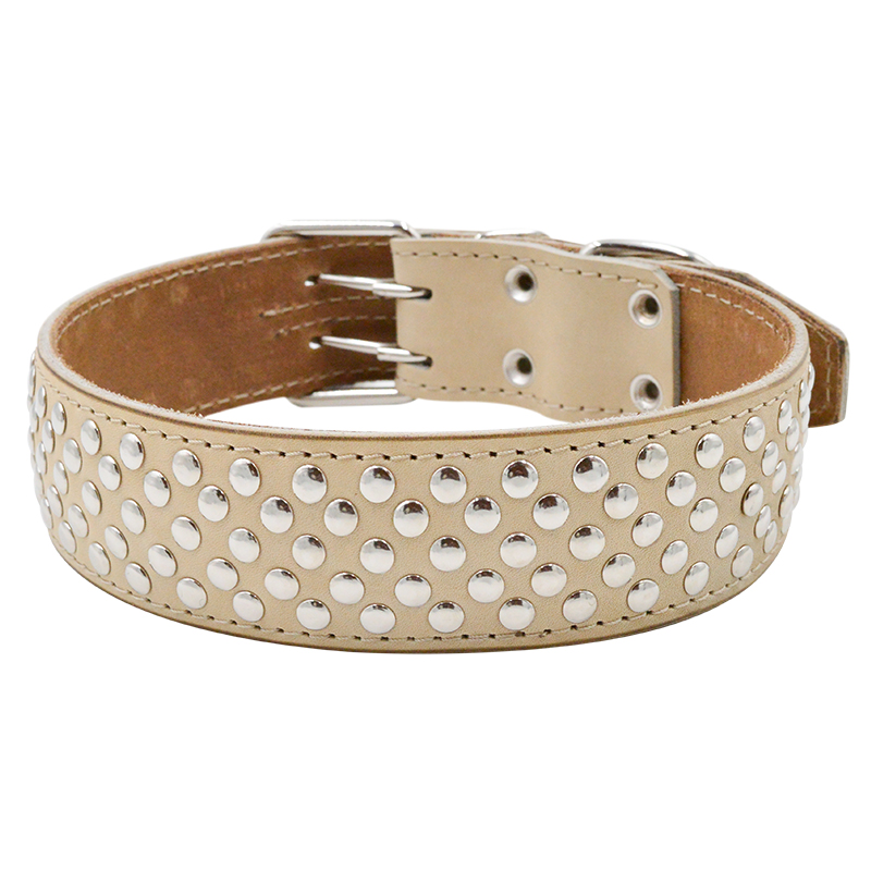 ПР0051476 Ошейник для собак 2сл 50мм клепка, длина до 70см бежевый ZOOEXPRESS 
