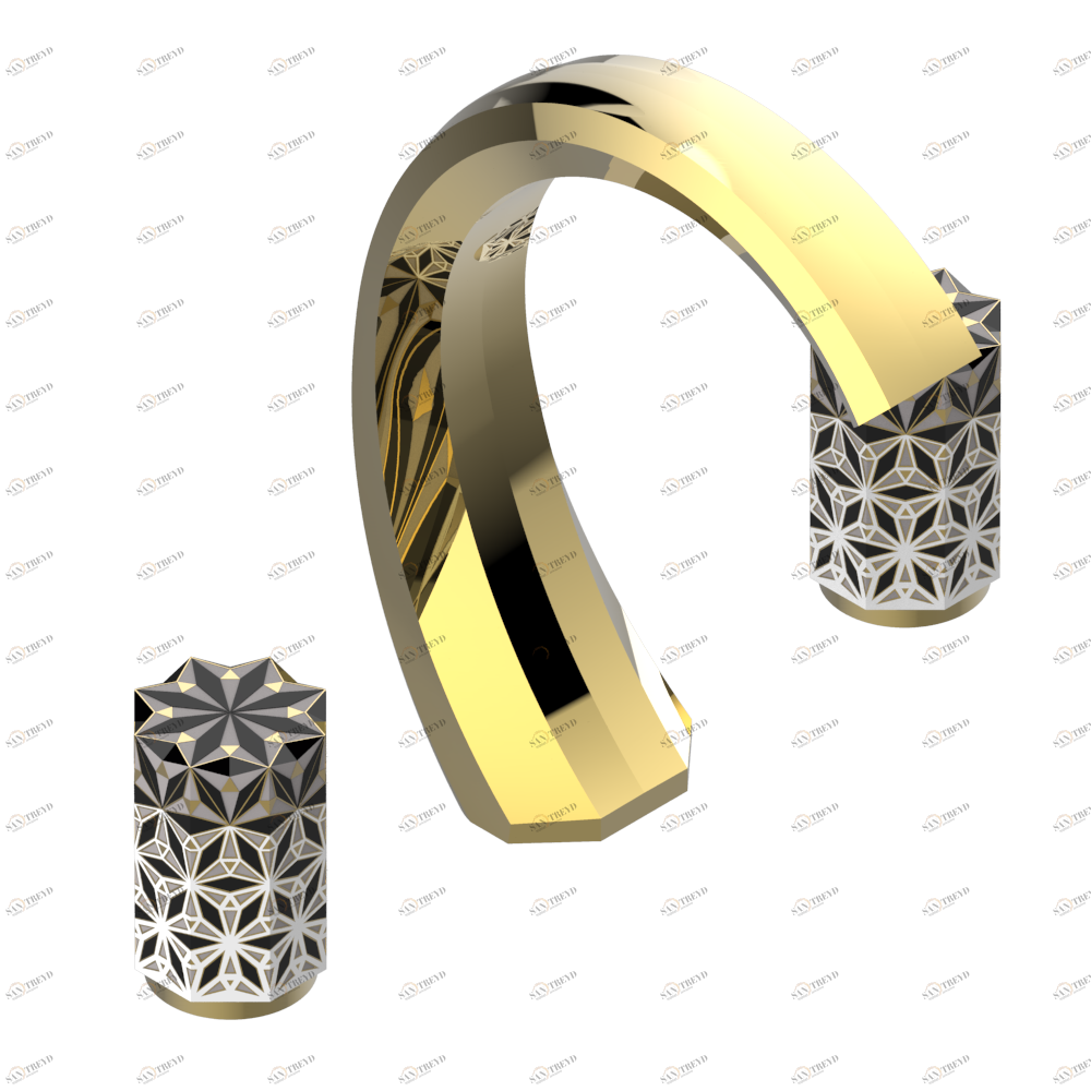 U2P-2151 НЕ РЕКОМЕНДУЕТСЯ ИСПОЛЬЗОВАТЬ смеситель на 3 отверстия с донным клапаном Thg-paris Nihal porcelaine noire Золото U2P 2151 CAT.F