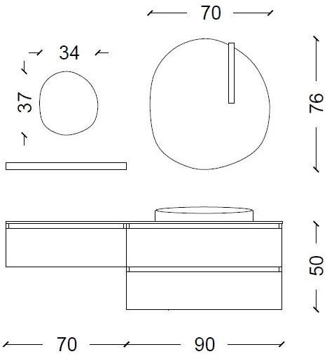 Mobiltesino Подвесная тумба под умывальник с ящиками Incanto sun-id-1403618 - Вид №3