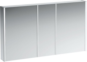 H4087549001451 Зеркальный шкафчик, алюминий, 3 двойные зеркальные дверцы, с 4 светодиодными осветительными элементами и нижним освещением, с розеткой EU, с сенсорным переключателем LAUFEN PRO
