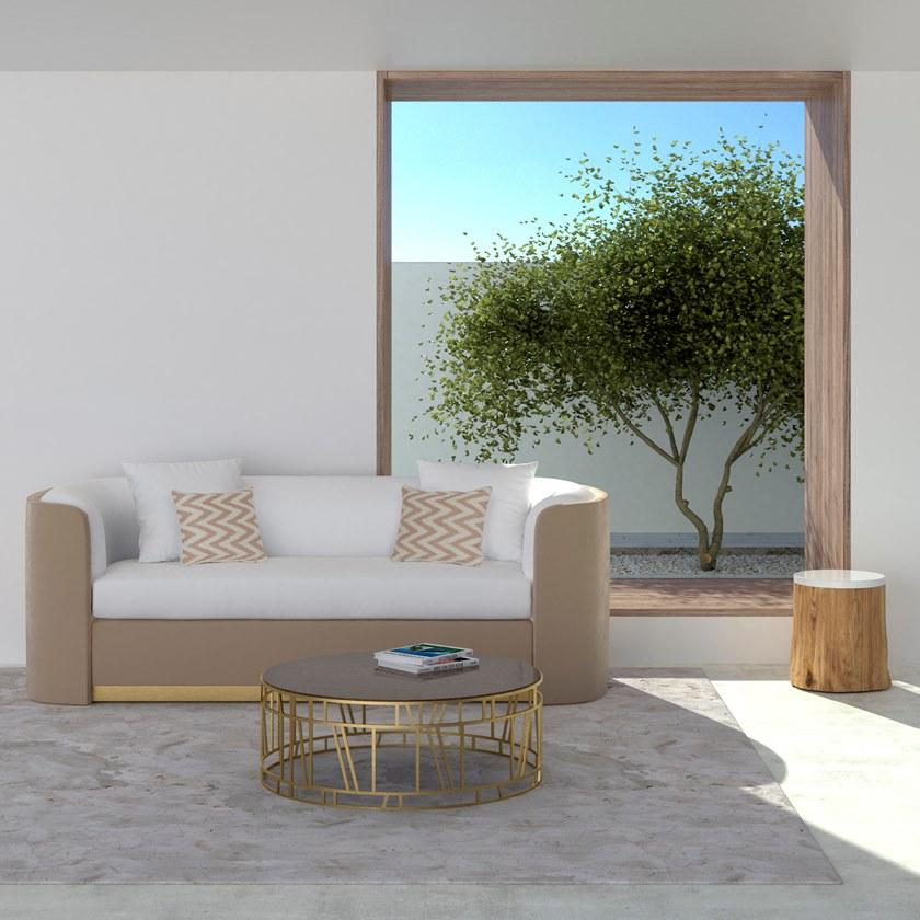 JOSÉ LEITE DE CASTRO Низкий круглый журнальный столик из латуни и кварца  13011355  - Вид №2