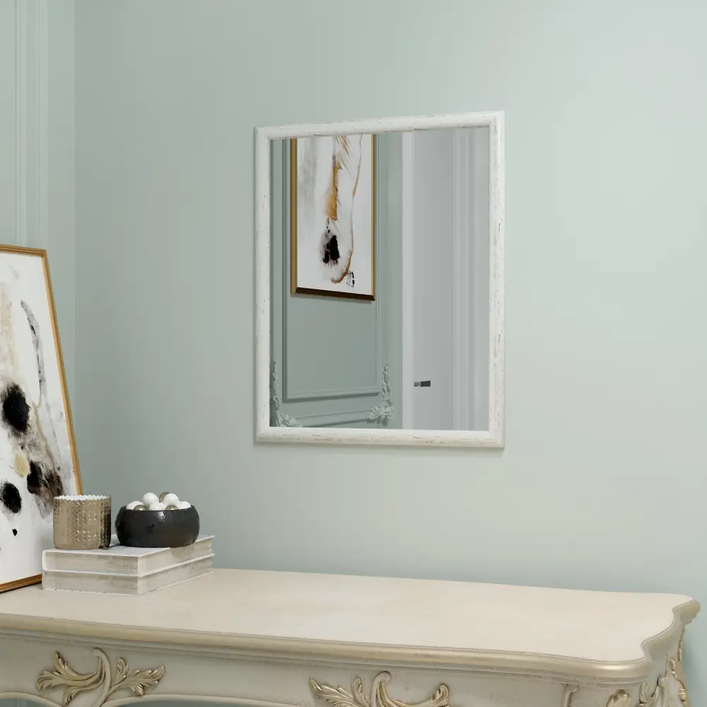 Зеркало декоративное Континент Слим прямоугольник 50x40 см мдф цвет белая патина CONTINENT Зеркала эконом, рамы, включая плитку STLM-2177104