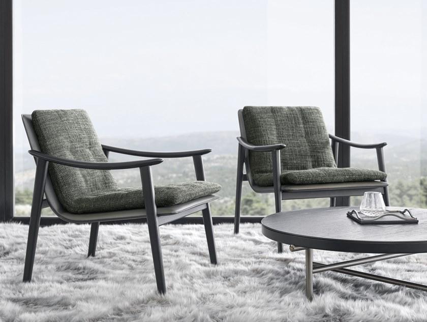 Minotti Маленькое кожаное кресло со встроенной тканевой подушкой Fynn sun-id-1496206 - Вид №2