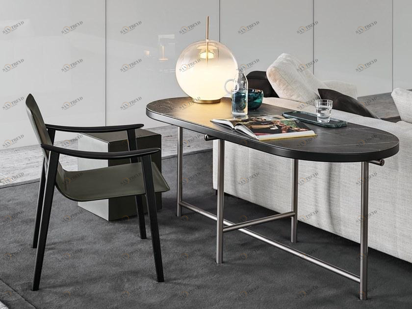 Minotti Письменный стол с мраморной столешницей и металлическим основанием Torii sun-id-1459763