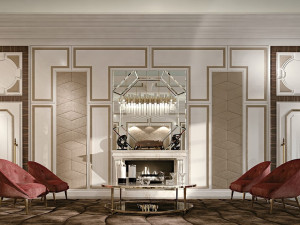 Деревянные панели с кожаными вставками