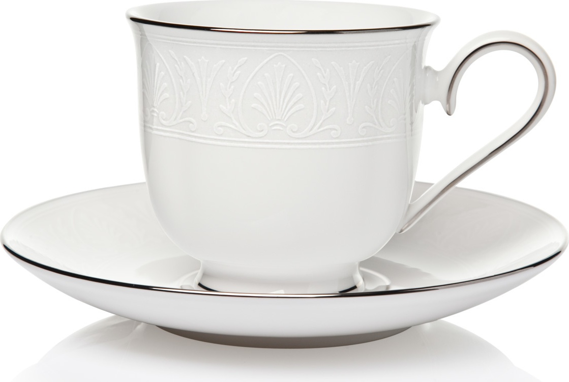 10538169 Lenox Чашка чайно-кофейная с блюдцем Lenox "Ханна,платиновый кант" 180мл Фарфор костяной 