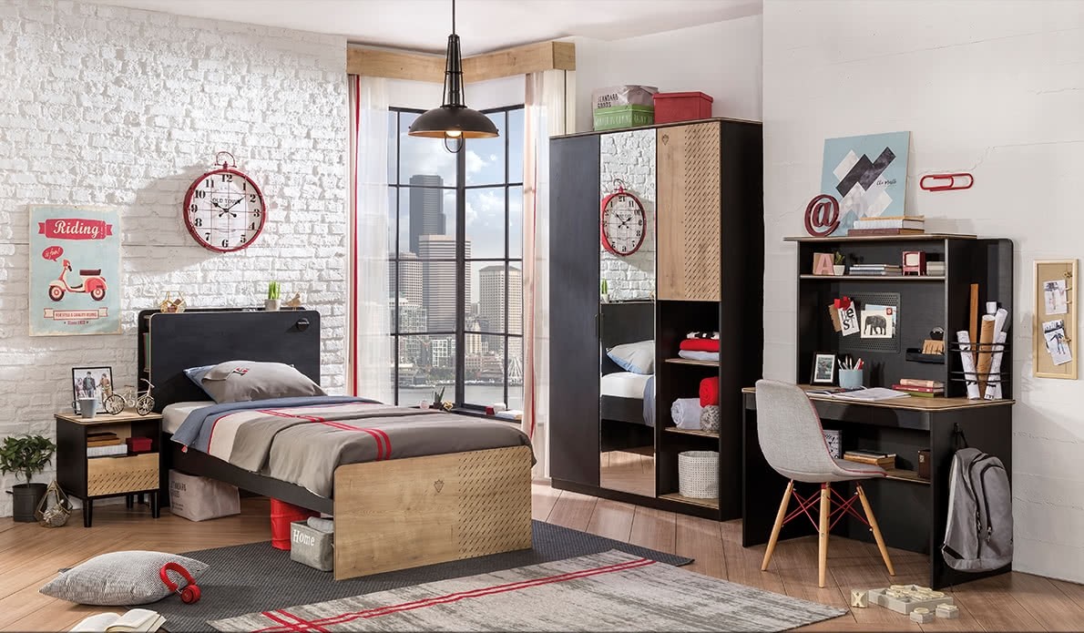 Кровать выдвижная детская 90х190 см черная Black CILEK BLACK 00-3832109 Черный Santreyd - Вид №2