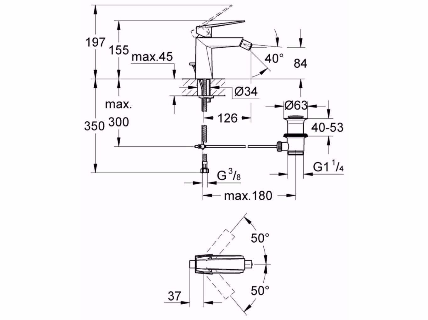 Смеситель для биде с регулируемым горлышком Grohe Allure Brilliant ARCH-00107615 - Вид №3