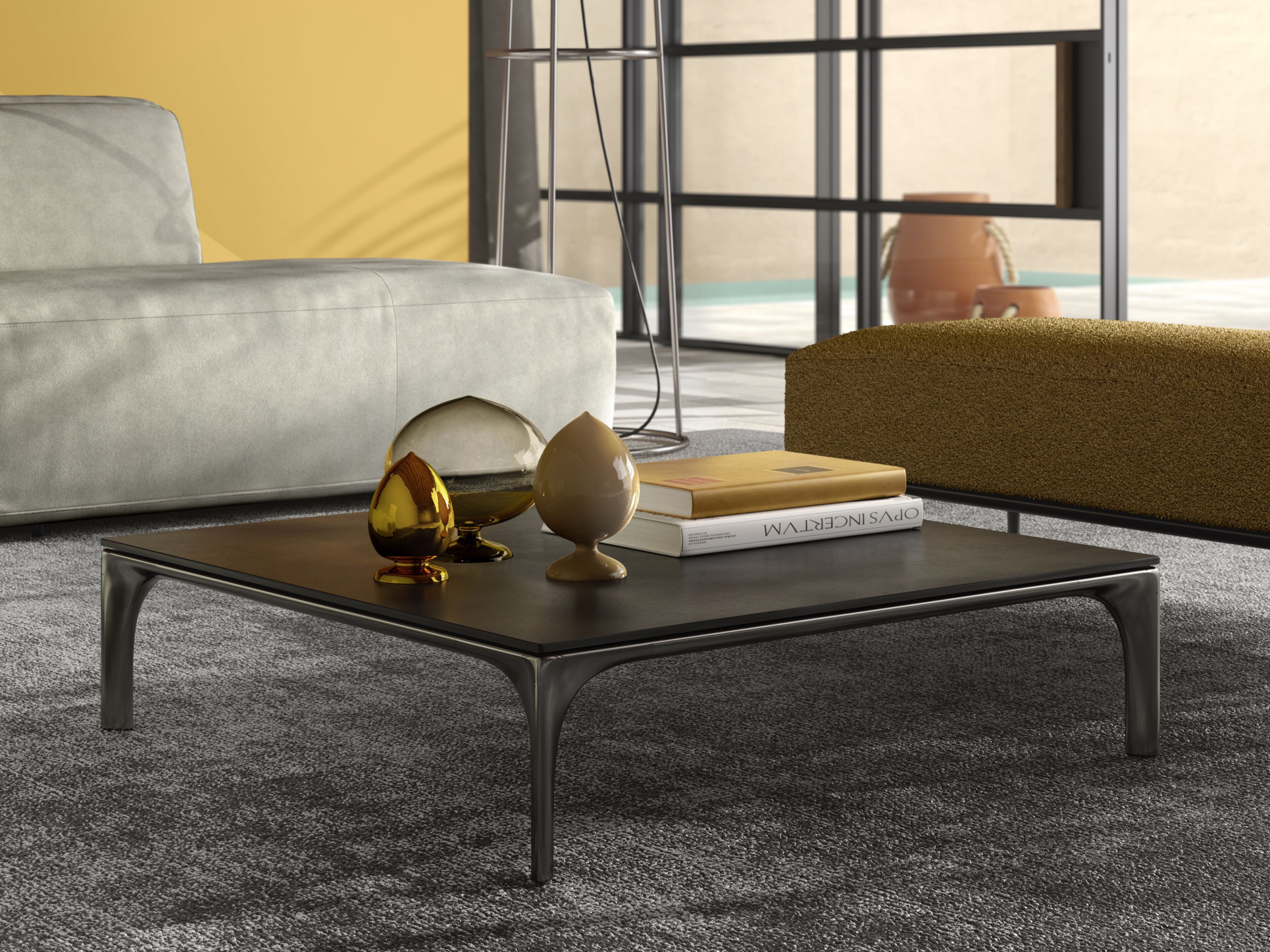 Низкий квадратный журнальный столик с гранитной столешницей Natuzzi Italia Skyline ARCH-00112647 - Вид №3