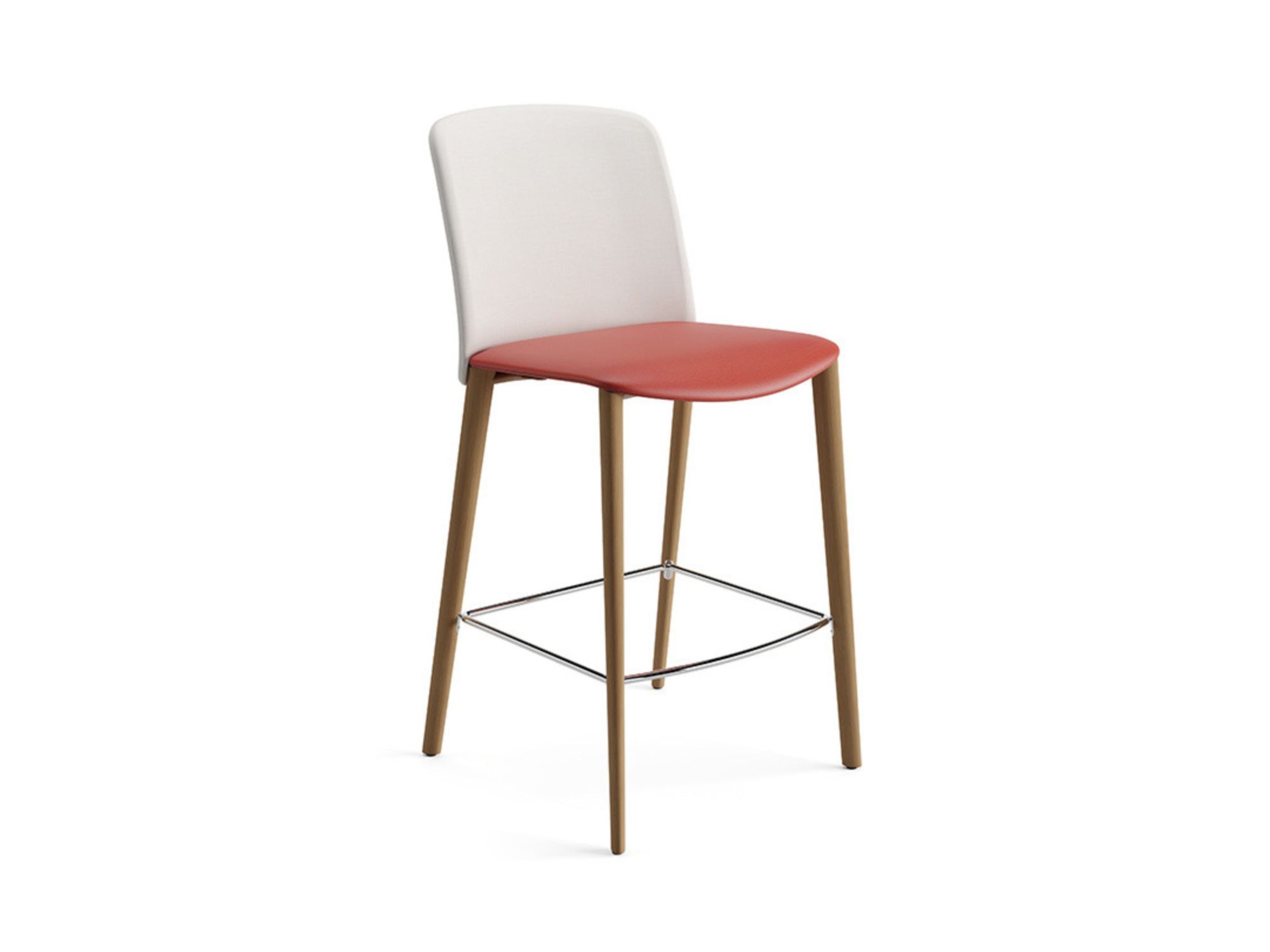 Кожаный и тканевый табурет с деревянными ножками Arper Mixu 02 ARCH-00080352