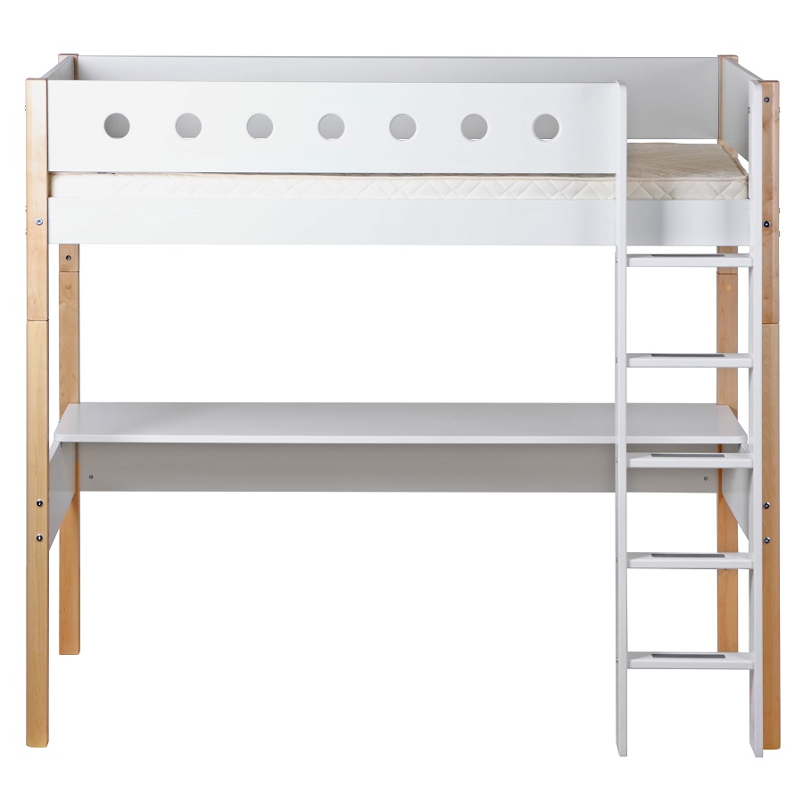 Кровать Flexa White высокая с прямой лестницей, 190 см, белая лакированная 801750195 - Вид №3