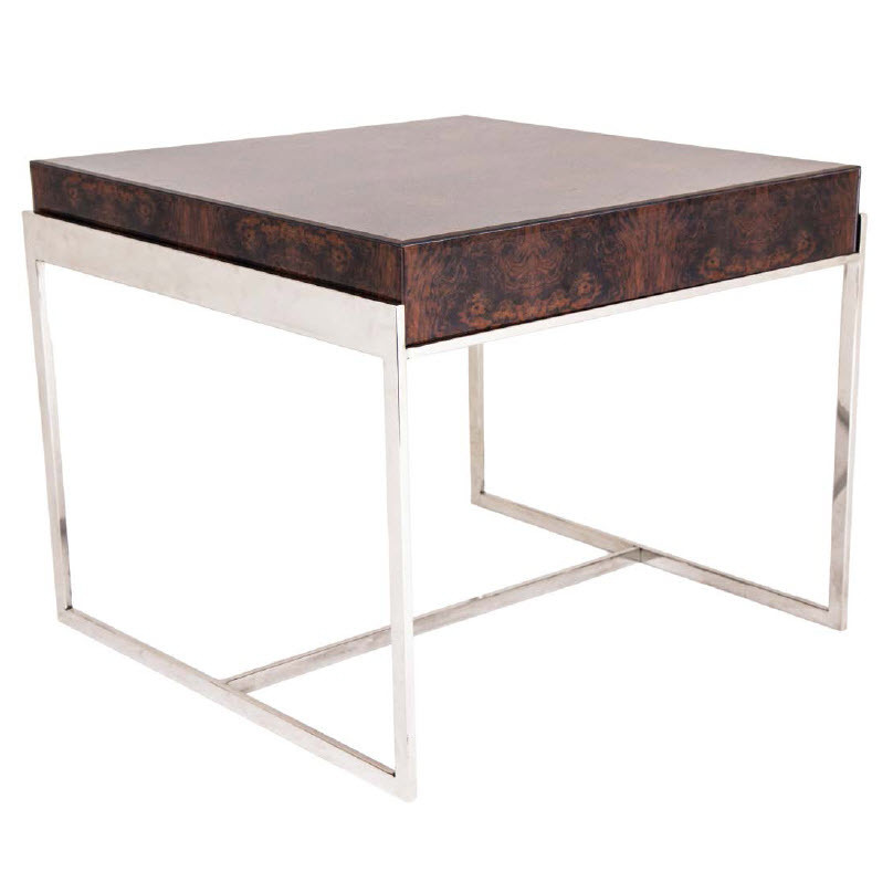 Приставной столик эбеновое дерево с металлическими ножками Burnett PUSHA PUSHA 062859 Коричневый;хром  - Вид №1