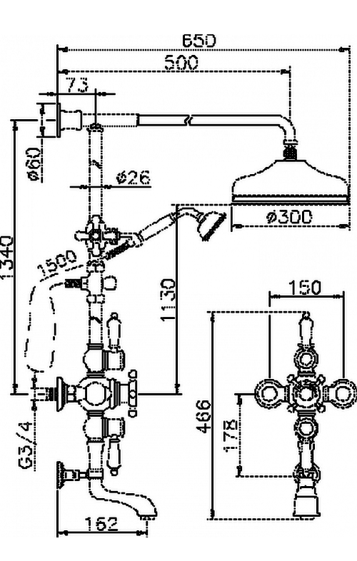 592.VN32H.BA Душевая система Huber Victorian Santreyd - Вид №5