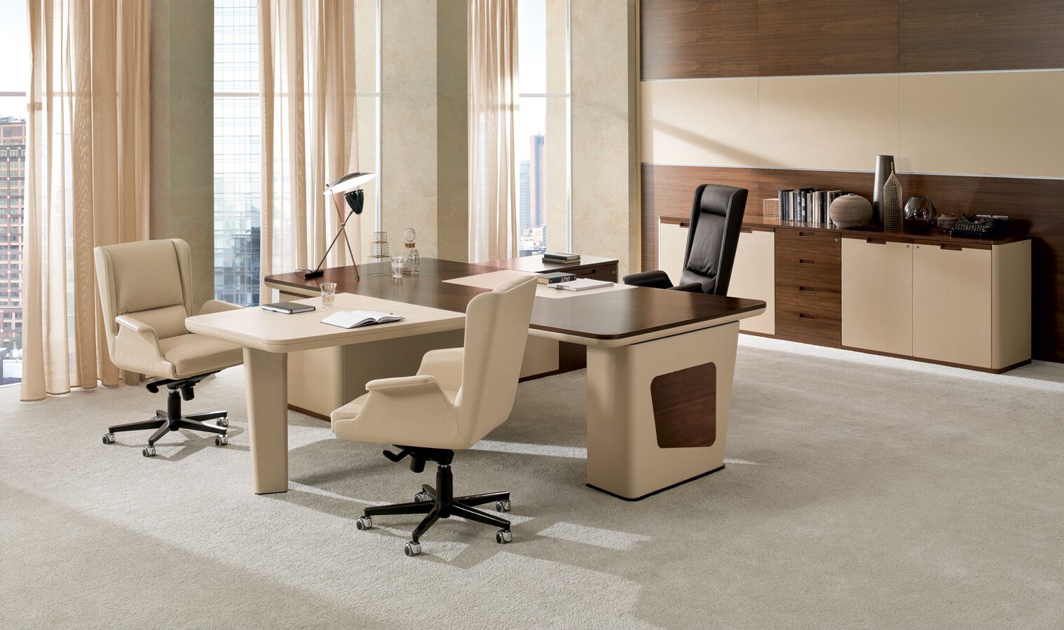 Вращающееся офисное кресло из кожи и дерева с подлокотниками i 4 Mariani ARCH-00111277 - Вид №3