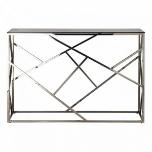 Консоль стеклянная 115х30 см дымчатая с основанием темный хром "Арт Деко" STOOL GROUP  00-3881892 Серебро