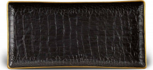 10609748 L’Objet Поднос 31х15см "Крокодил" (черный, позолота) Фарфор