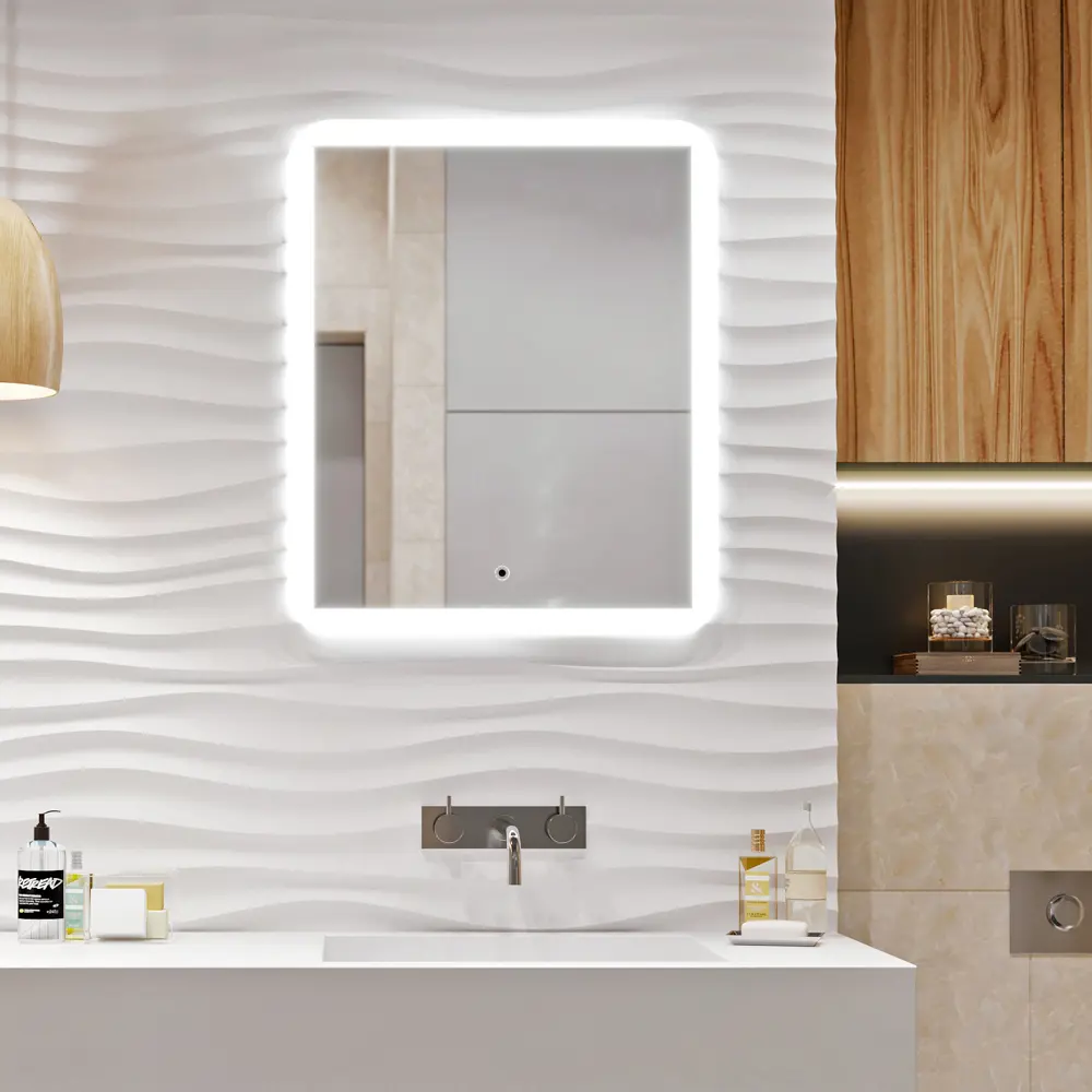 Зеркало OMEGA GLASS «Лион» с LED-подсветкой для ванной 50x60 см 82490266 STLM-0028412
