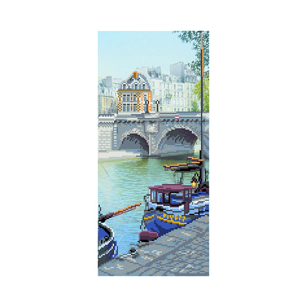 4186 Канва/ткань с рисунком Рисунок на шелке 24 см х 47 см "Прогулка" Матренин посад 