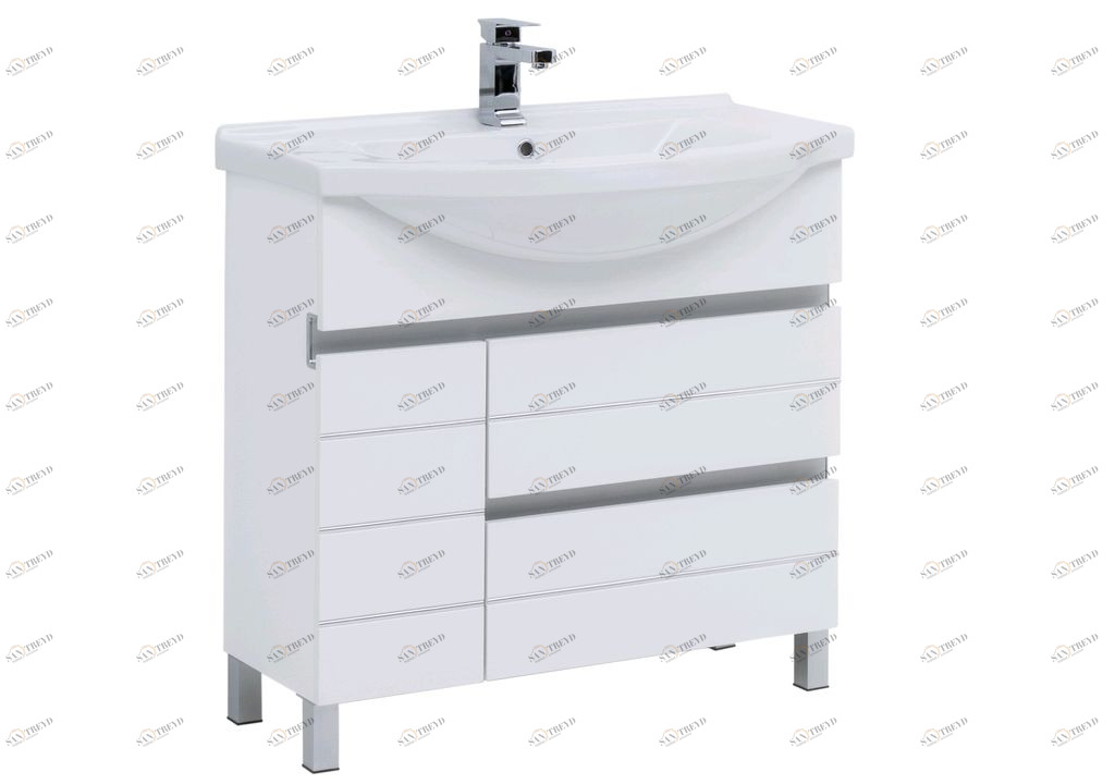 Тумба с раковиной Aquanet Доминика 90 R белый (раковина Эльбрус) 0023840600168865