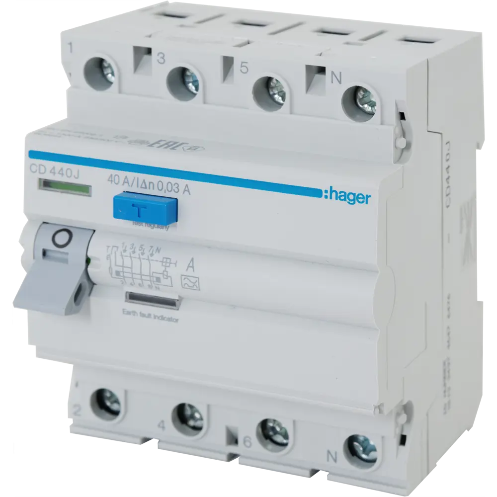 УЗО Hager CD440j 3P N 40 A 30 мА 4.5 кА A STLM-2013186