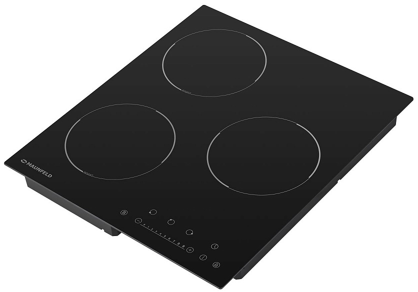 EVI.453-BK Электрическая индукционная панель / индукция,45 см, 3 конфорки, сенсорное управление, черный цвет Maunfeld Santreyd  - Вид №1