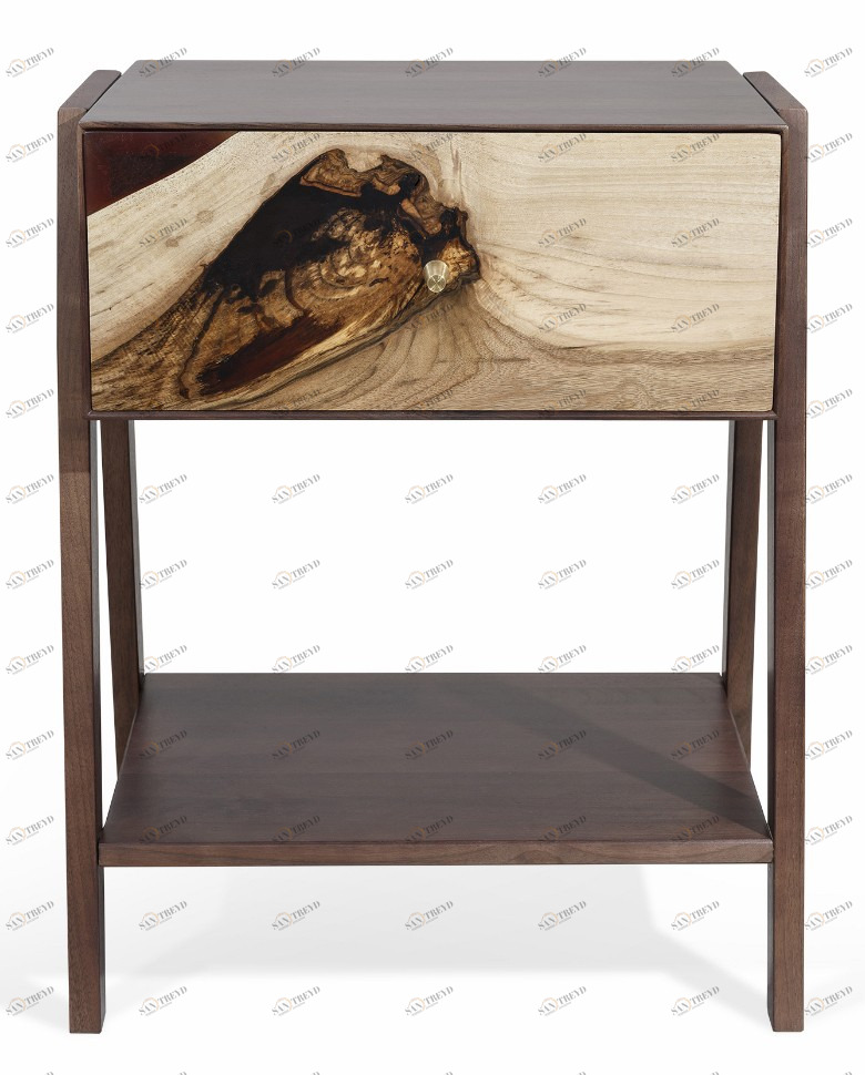 Маленькая прикроватная тумбочка деревянная Storm Dome ICON DESIGNE  193819 Коричневый 