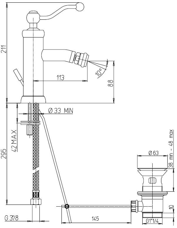 Paini Duomo 88OP306 смеситель для биде - Вид №1
