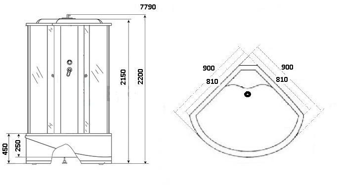 Душевая кабина NG-7790G (900x900х2150) высокий поддон стенки ЗОЛОТО Niagara Luxe 7790 G - Вид №3