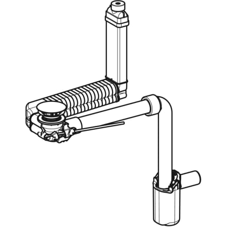 152.051.01.1 Waschbeckenablauf Clou, Raumsparmodell, schmale Ausführung, mit Hebelbetätigung und Ventilabdeckung, für Geberit ONE Waschtisch, Abgang horizontal Geberit  - Вид №1